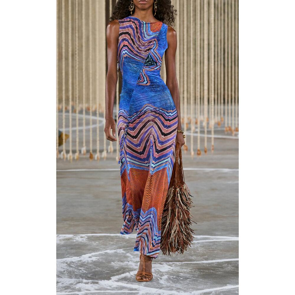Ulla Johnson Natalia Dress Neptune Blue Midi Abstract Designer Small - Picture 11 of 11